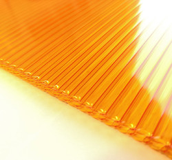 Сотовый поликарбонат, 4 мм оранжевый тепличный 2,1х3м(0,52 кг/м.2)