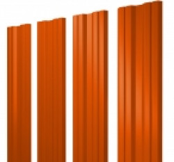 Евроштакетник Twin, 100мм, 0.45мм, полиэстер односторонний RAL 2004 Оранжевый, п