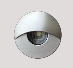 Светильник ТерраСвет Акцент F101 для лестниц с козырьком, серебро, тёплый 3000 К, 12 В, 0,3 Вт